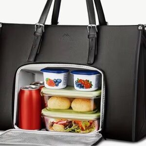 MATFUN Black Insulated Lunch Tote Bag